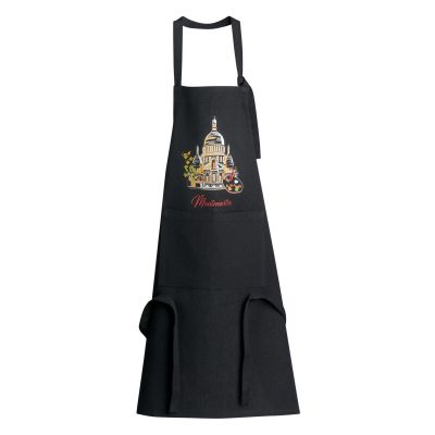 Montmartre recycled kitchen apron with pocket Noir 85 X 72