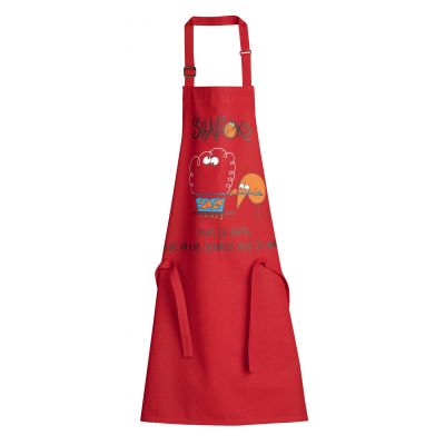 Recycled Shadoks Plus ça rate kitchen apron Rouge 72 X 90