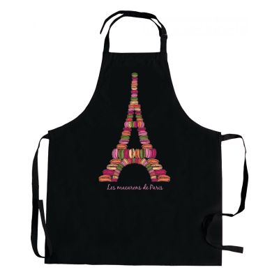 Recycled Macarons de Paris cooking apron Noir 72 X 90