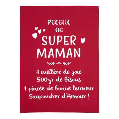 Kitchen Message Towel Super Maman Rouge 50 X 70