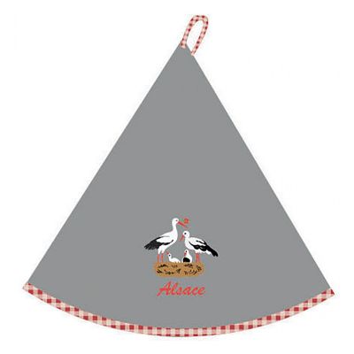 Round Hand Towel Stork  Family Gris Diameter 60